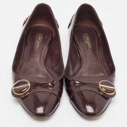 Louis Vuitton Burgundy Patent Leather Ballet Flats Size 37.5