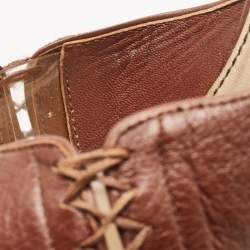 مملوكة مسبقًا Louis Vuitton Brown Leather Wedge  Ankle Strap Sandals Size 37