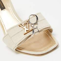 Louis Vuitton Cream Canvas Love Bow Slide Sandals Size 37.5