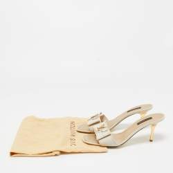 Louis Vuitton Cream Canvas Love Bow Slide Sandals Size 37.5