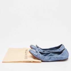 Louis Vuitton Blue Canvas and Leather Elba Scrunch Ballet Flats Size 37.5