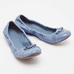 Louis Vuitton Blue Canvas and Leather Elba Scrunch Ballet Flats Size 37.5