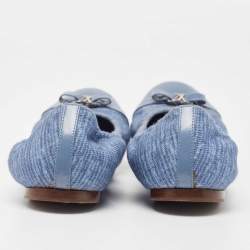 Louis Vuitton Blue Canvas and Leather Elba Scrunch Ballet Flats Size 37.5
