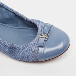 Louis Vuitton Blue Canvas and Leather Elba Scrunch Ballet Flats Size 37.5