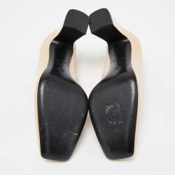 Louis Vuitton Beige Patent Leather Madeleine Block Heel Pumps Size 39.5