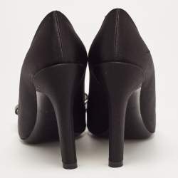 Louis Vuitton Black Satin Bow Pointed Toe Pumps Size 36.5