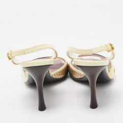 مملوكة مسبقًا Louis Vuitton Multicolor Patent And Canvas Slingback Sandals Size 37.5 