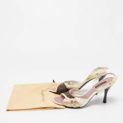 مملوكة مسبقًا Louis Vuitton Multicolor Patent And Canvas Slingback Sandals Size 37.5 