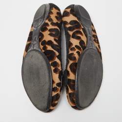 مملوكة مسبقًا Louis Vuitton Tricolor Leopard Print Calf Hair and Suede Tassel Scrunch Loafers Size 40