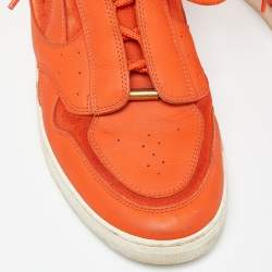 Louis Vuitton Orange Leather and Suede Slipstream High Top Sneakers Size 36
