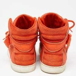 Louis Vuitton Orange Leather and Suede Slipstream High Top Sneakers Size 36