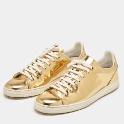 Louis Vuitton Gold Leather Frontrow  Low Top Sneakers Size 40.5