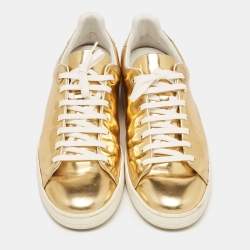 Louis Vuitton Gold Leather Frontrow  Low Top Sneakers Size 40.5