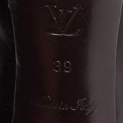 Pre Owned Louis Vuitton Brown Patent Leather Damier Bow Peep Toe Pumps Size 39