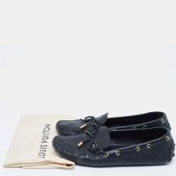 Pre Owned Louis Vuitton Black Leather Gloria Loafers Size 39