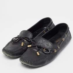 Pre Owned Louis Vuitton Black Leather Gloria Loafers Size 39