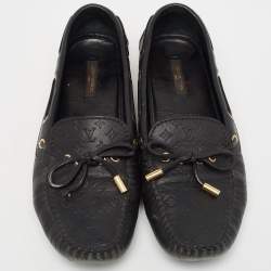 Pre Owned Louis Vuitton Black Leather Gloria Loafers Size 39