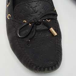 Pre Owned Louis Vuitton Black Leather Gloria Loafers Size 39