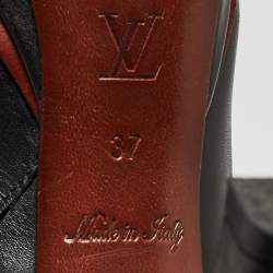 Pre Owned Louis Vuitton Black Leather Platform Ankle Booties Size 37