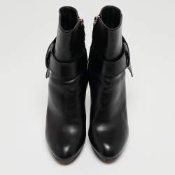 Pre Owned Louis Vuitton Black Leather Platform Ankle Booties Size 37