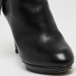 Pre Owned Louis Vuitton Black Leather Platform Ankle Booties Size 37