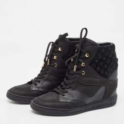 Louis Vuitton Black Monogram Empreinte Leather And Suede High Top Sneakers Size 37