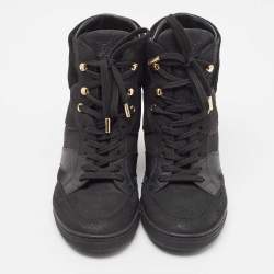 Louis Vuitton Black Monogram Empreinte Leather And Suede High Top Sneakers Size 37