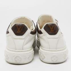 Louis Vuitton White Leather and Monogram Canvas Time Out Sneakers Size 39