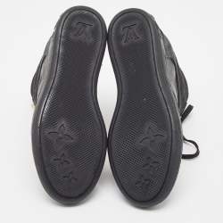 Louis Vuitton Black Nubuck Leather and Monogram Suede Cliff High Top Sneakers Size 38.5