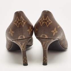 Pre Owned Louis Vuitton Brown/Black Monogram Canvas and Patent Fetish Pumps Size 39