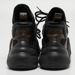 Louis Vuitton Black/Brown Leather and Monogram Canvas Archlight Sneakers Size 37