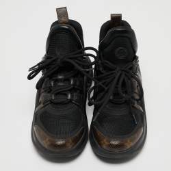 Louis Vuitton Black/Brown Leather and Monogram Canvas Archlight Sneakers Size 37
