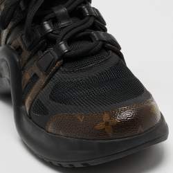 Louis Vuitton Black/Brown Leather and Monogram Canvas Archlight Sneakers Size 37