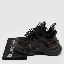 Louis Vuitton Black/Brown Leather and Monogram Canvas Archlight Sneakers Size 37