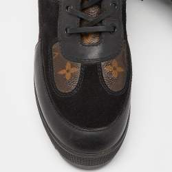 Louis Vuitton Black Suede and Monogram Canvas Laureate Desert Boots Size 39.5