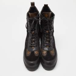 Louis Vuitton Black Suede and Monogram Canvas Laureate Desert Boots Size 39.5