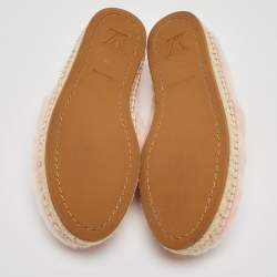 Pre Owned Louis Vuitton Pink/White Faux Fur Seashore Espadrille Flats Size 36