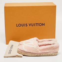 Pre Owned Louis Vuitton Pink/White Faux Fur Seashore Espadrille Flats Size 36