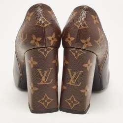 Pre Owned Louis Vuitton Black/Brown Monogram Canvas and Leather Matchmake Pumps Size 39.5