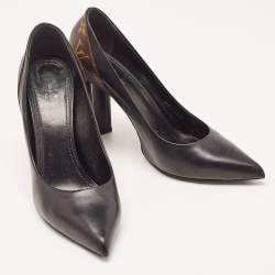 Pre Owned Louis Vuitton Black/Brown Monogram Canvas and Leather Matchmake Pumps Size 39.5