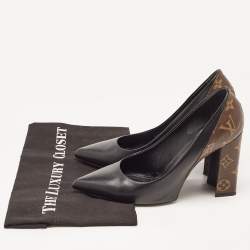 Pre Owned Louis Vuitton Black/Brown Monogram Canvas and Leather Matchmake Pumps Size 39.5