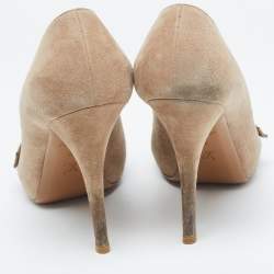 Louis Vuitton Beige Suede Criss Cross Peep Toe Platform Pumps Size 40