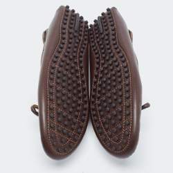 مملوكة مسبقًا Louis Vuitton Brown Damier Ebene Canvas and Leather Arizona Bow Loafers Size 41