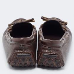 مملوكة مسبقًا Louis Vuitton Brown Damier Ebene Canvas and Leather Arizona Bow Loafers Size 41