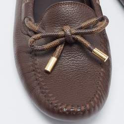 مملوكة مسبقًا Louis Vuitton Brown Damier Ebene Canvas and Leather Arizona Bow Loafers Size 41