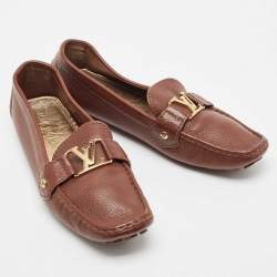 Pre Owned Louis Vuitton Brown Leather Monte Carlo Loafers Size 40
