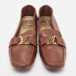 Pre Owned Louis Vuitton Brown Leather Monte Carlo Loafers Size 40