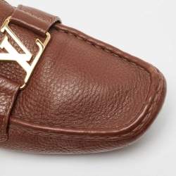 Pre Owned Louis Vuitton Brown Leather Monte Carlo Loafers Size 40