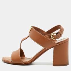 Louis Vuitton Brown Leather Bahiana Slingback Sandals Size 37