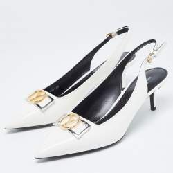 Louis Vuitton White Patent Leather Insider Slingback Pump Size 39.5